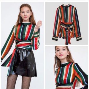 Multi-color Striped Top With Sash